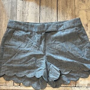 Scalloped Hem Blue Women's Shorts